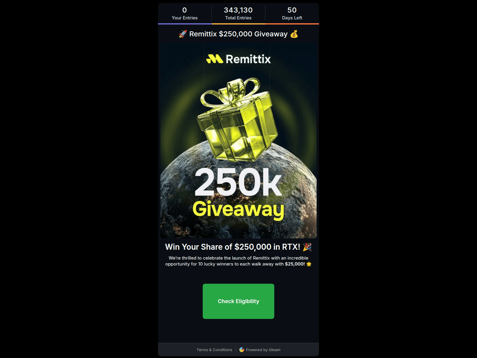 Screenshot of remittix-gleam.token-airdrop.com