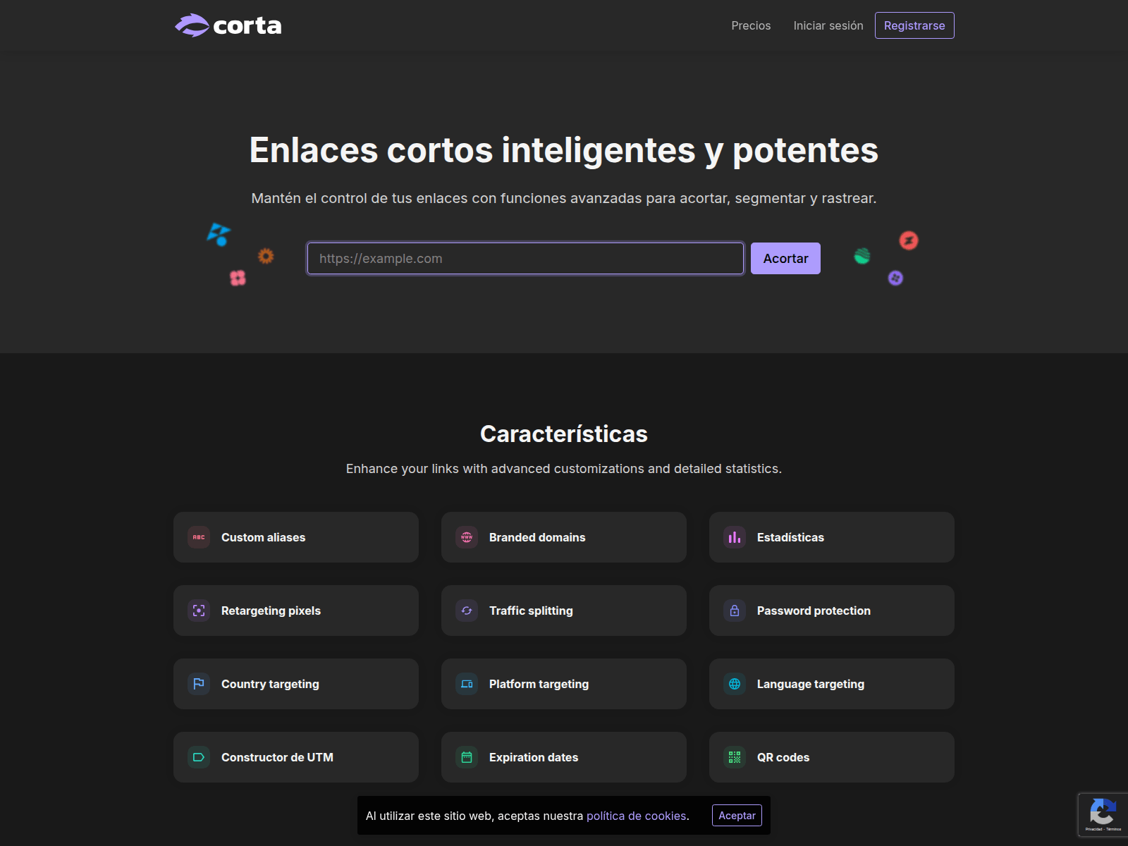 Screenshot of corta.es