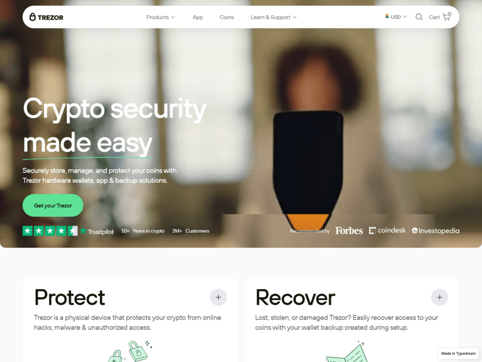 Screenshot of trezor-io-start-conect-ledger-us.typedream.app