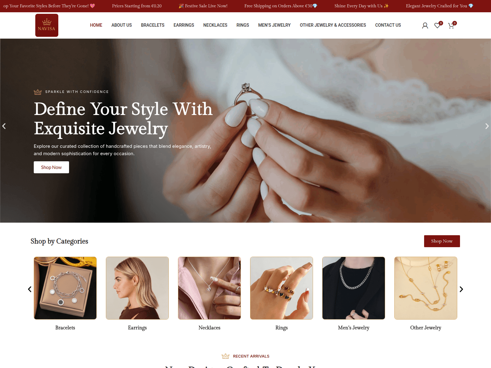 Screenshot of navisajewellery.com