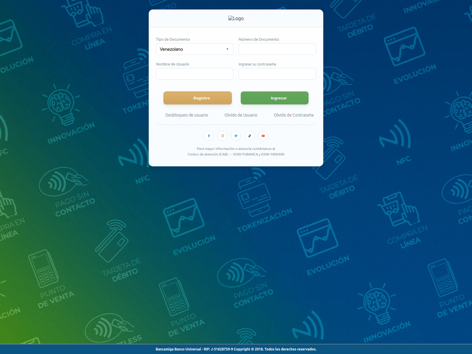 Screenshot of loginbamigalinea.pages.dev