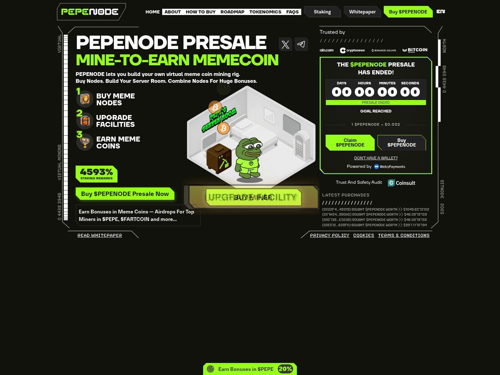 Screenshot of claim-pepenode.io