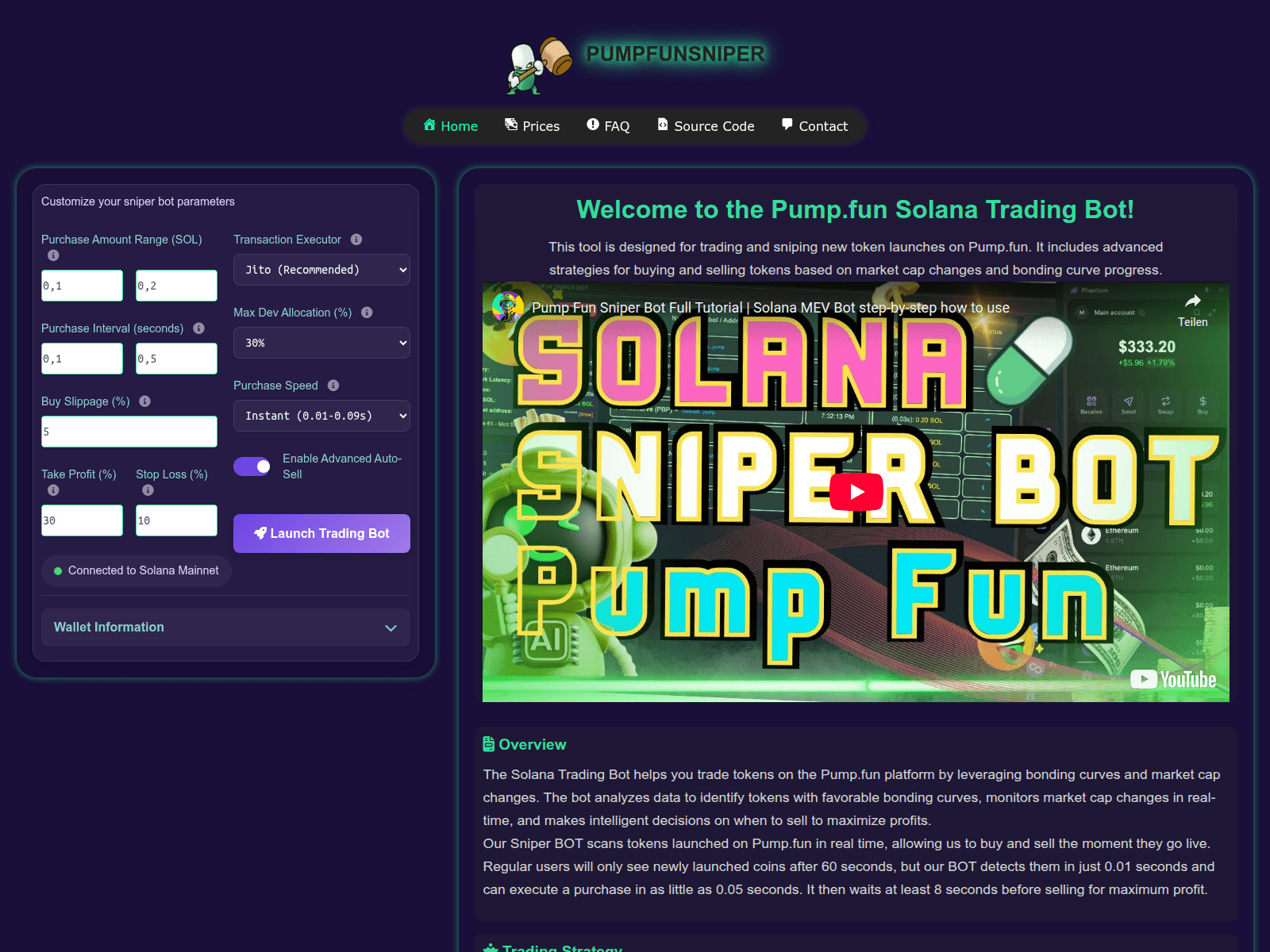 Screenshot of solanabotpump.fun