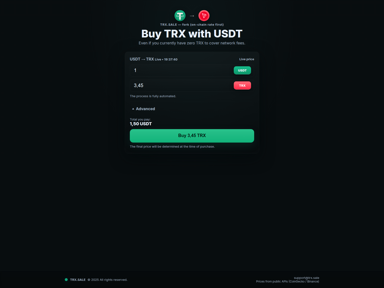 Screenshot of trxsale.info