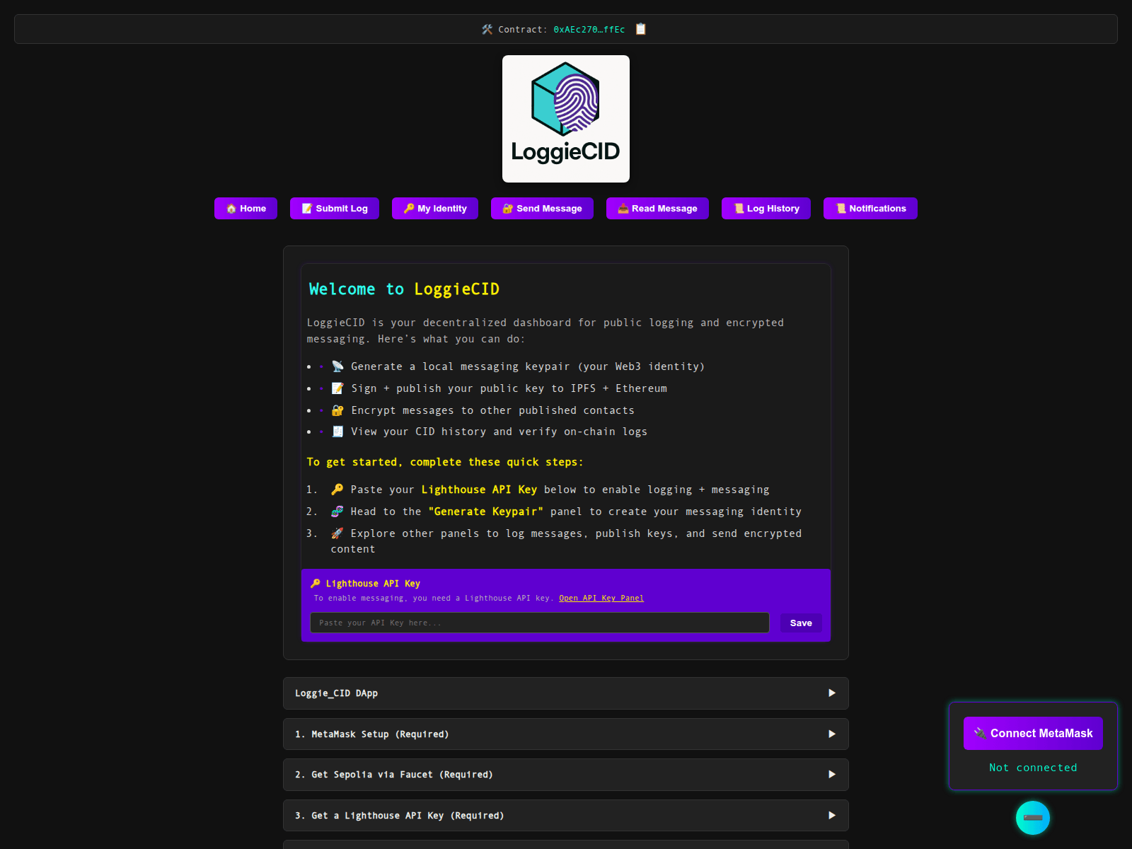 Screenshot of loggiecid.net