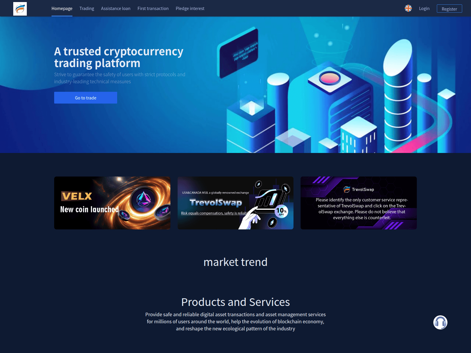 Screenshot of trade.trevolswaps.com