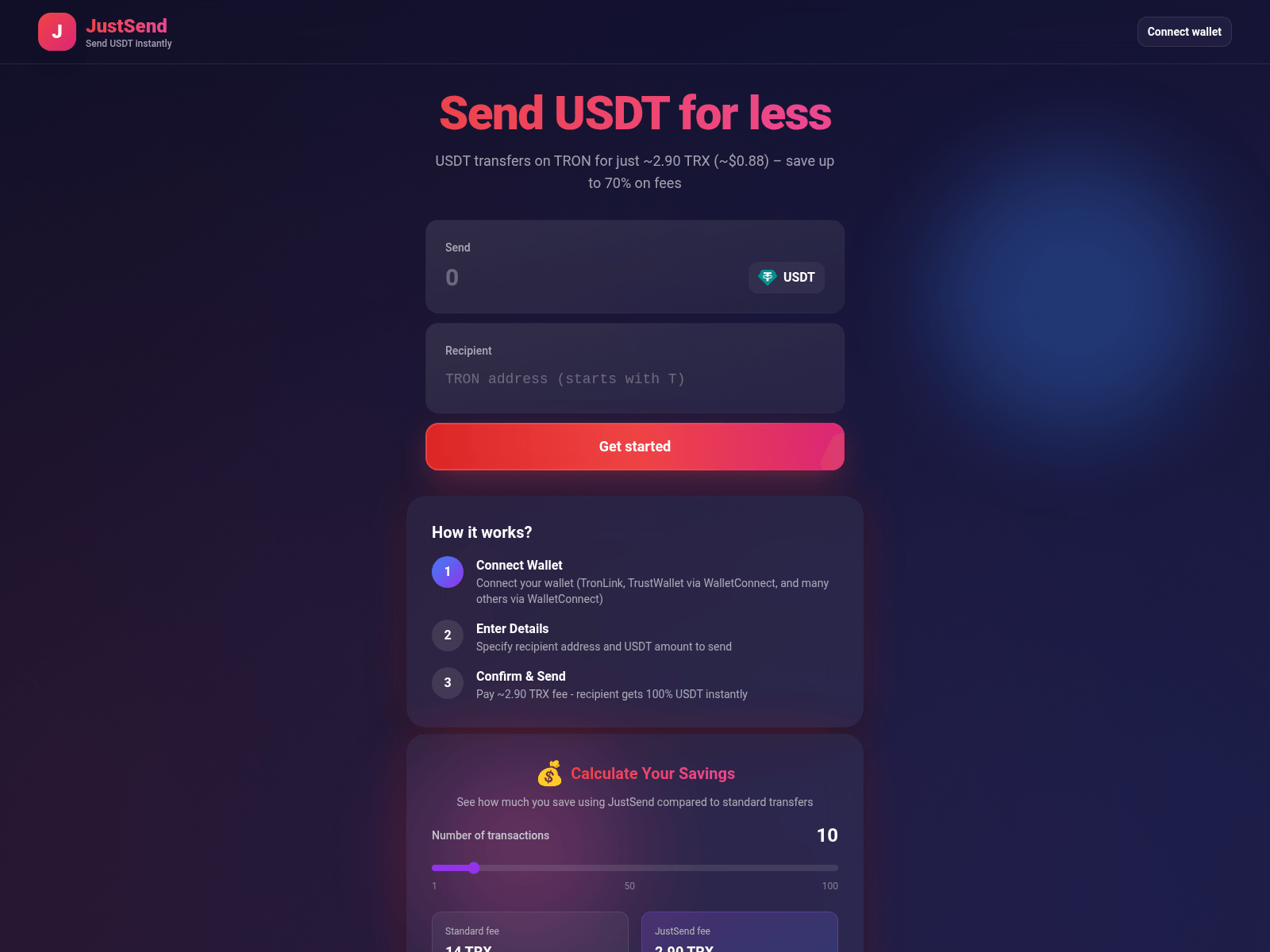 Screenshot of justsend.pro