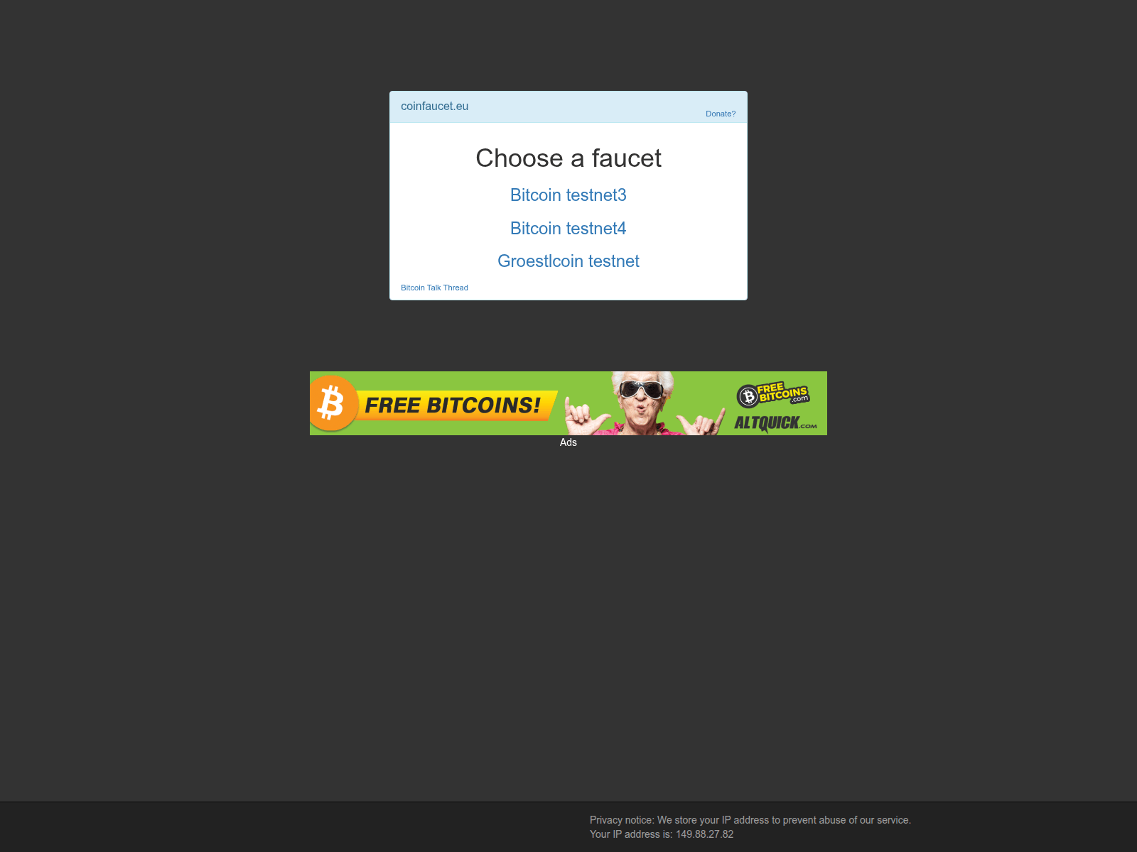 Screenshot of coinfaucet.eu