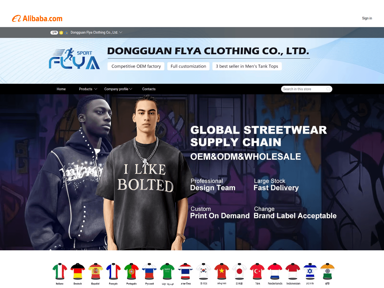 Screenshot of flyaclothing.com