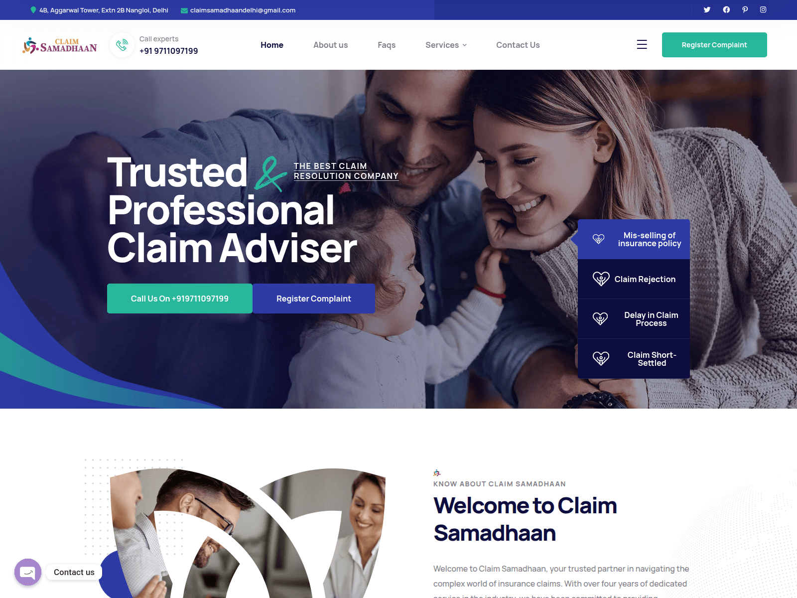 Screenshot of claimsamadhaan.com