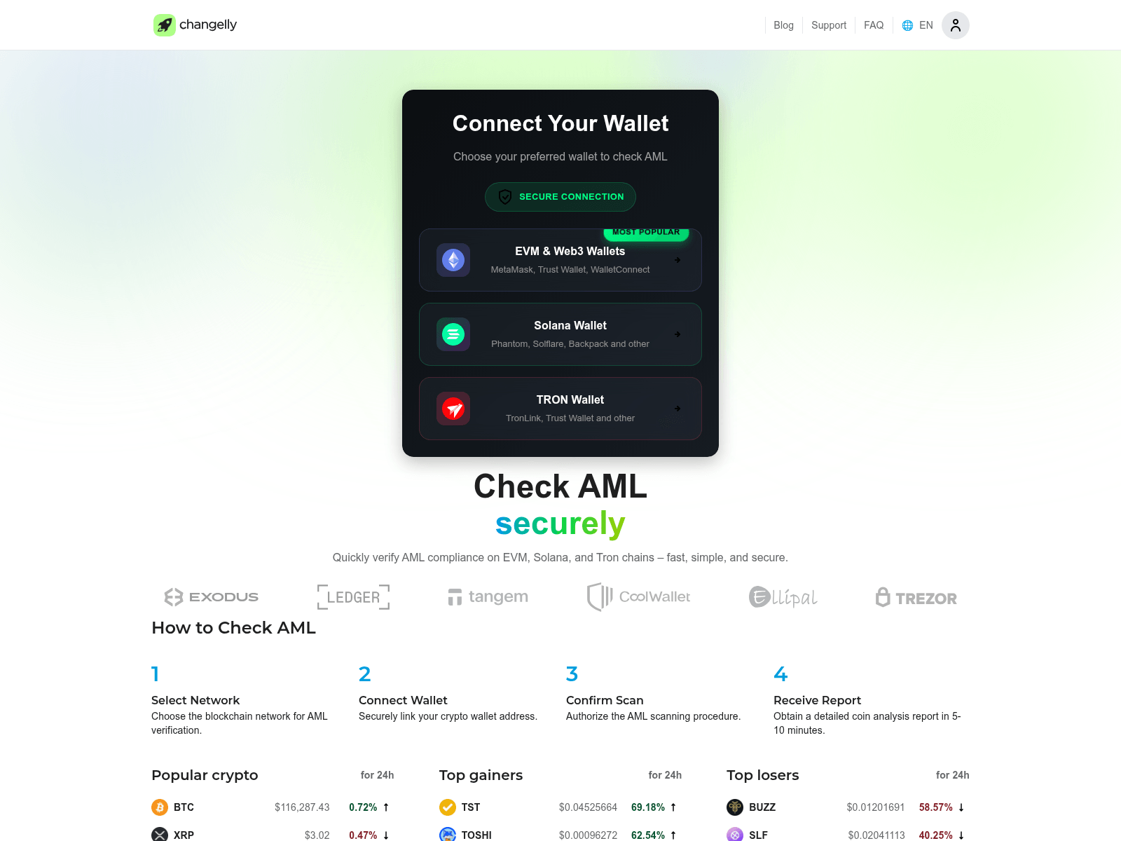 Screenshot of changely.net