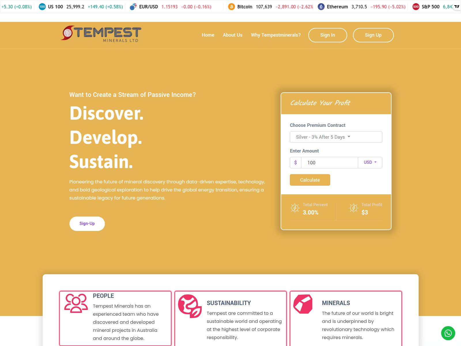 Screenshot of tempestmineralsinc.com