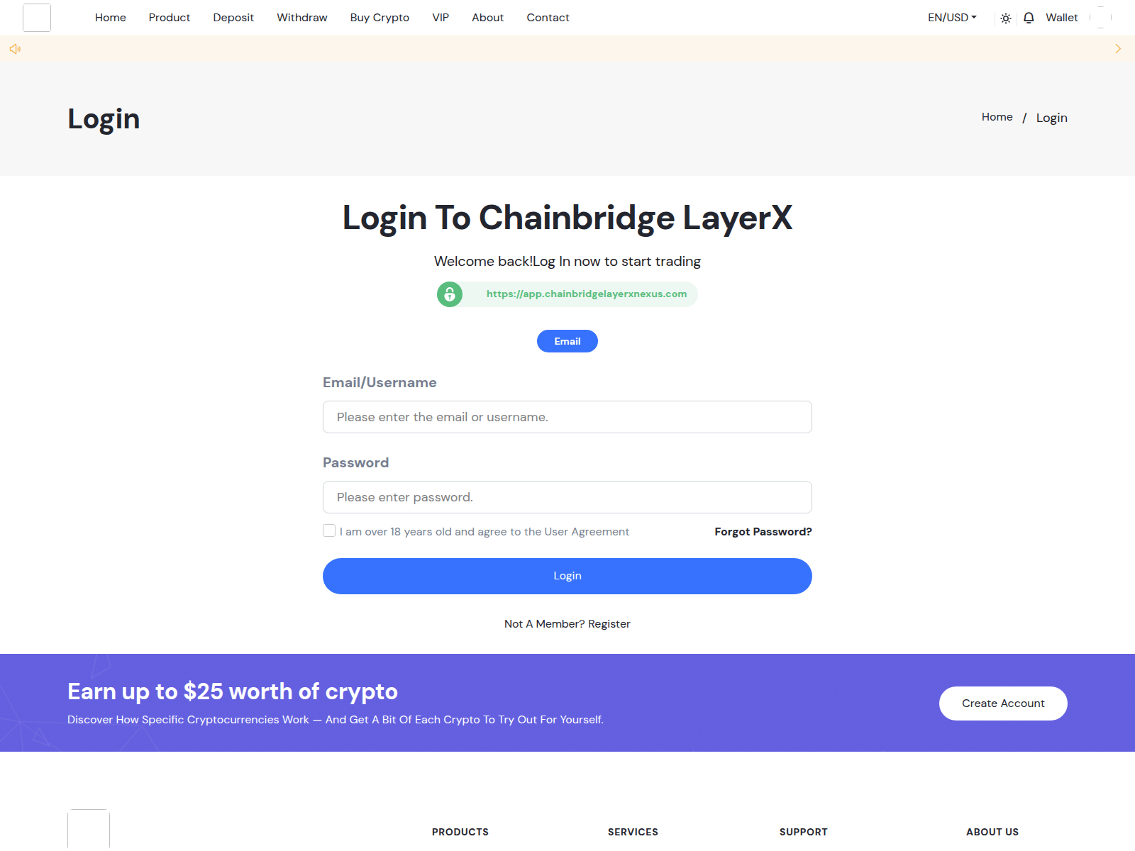 Screenshot of app.chainbridgelayerxnexus.com