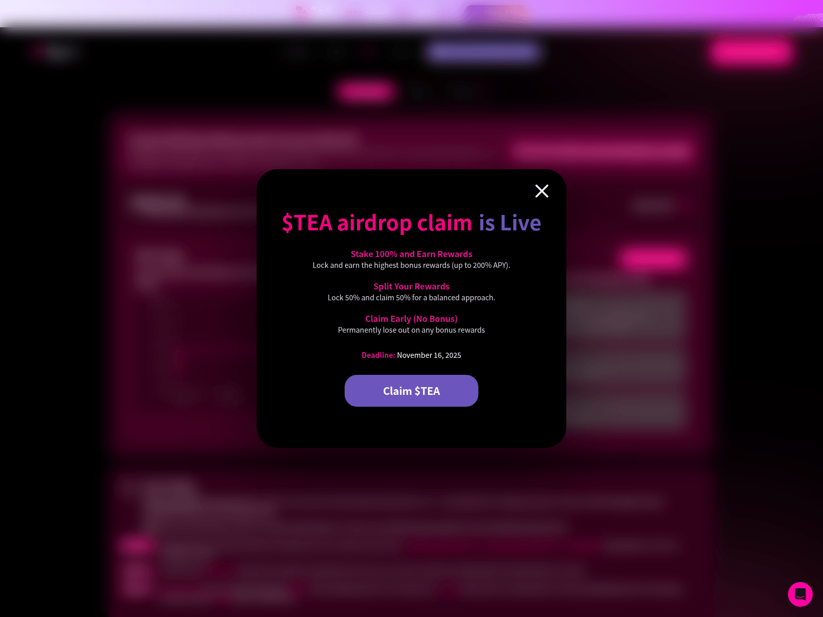Screenshot of rewards-tea-fi.lol