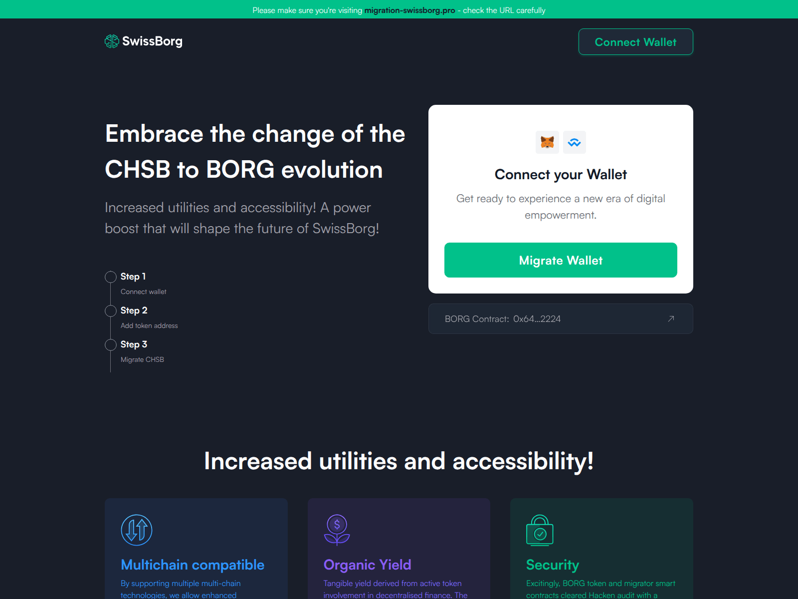 Screenshot of migration-swissborg.pro