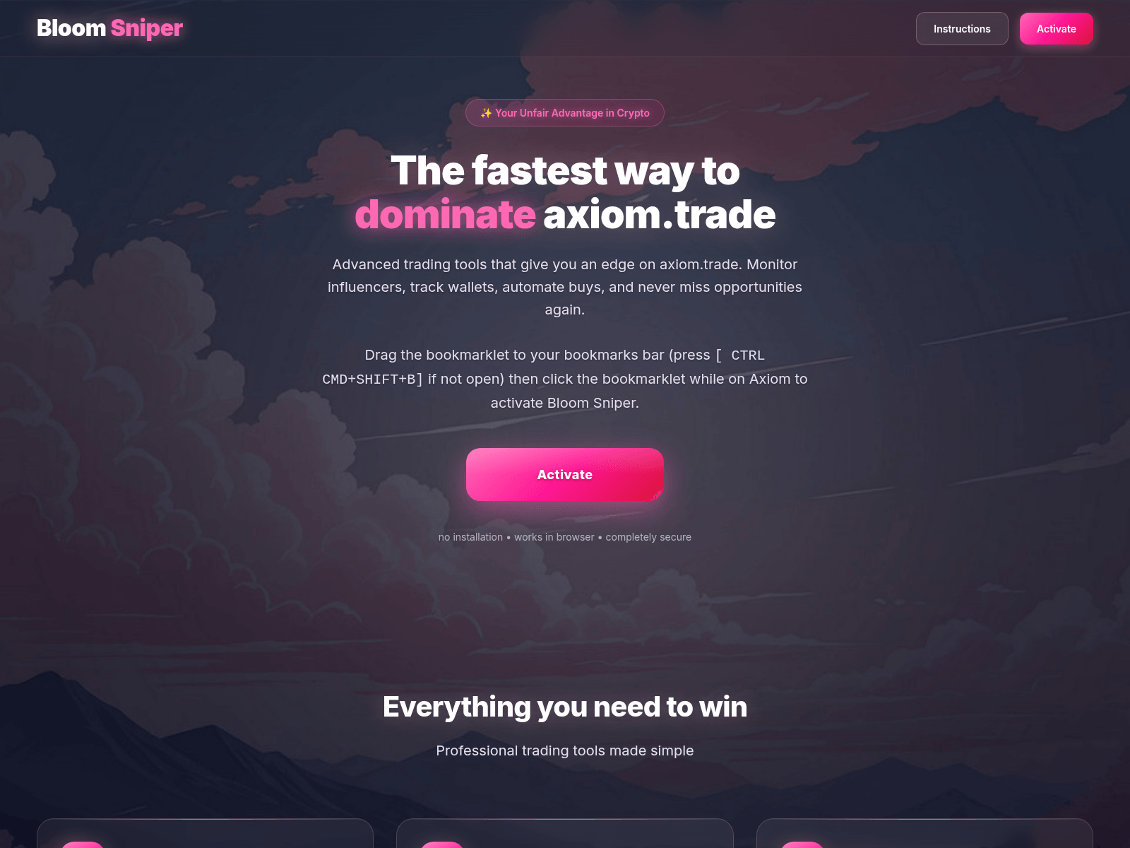 Screenshot of bloomsniping.com