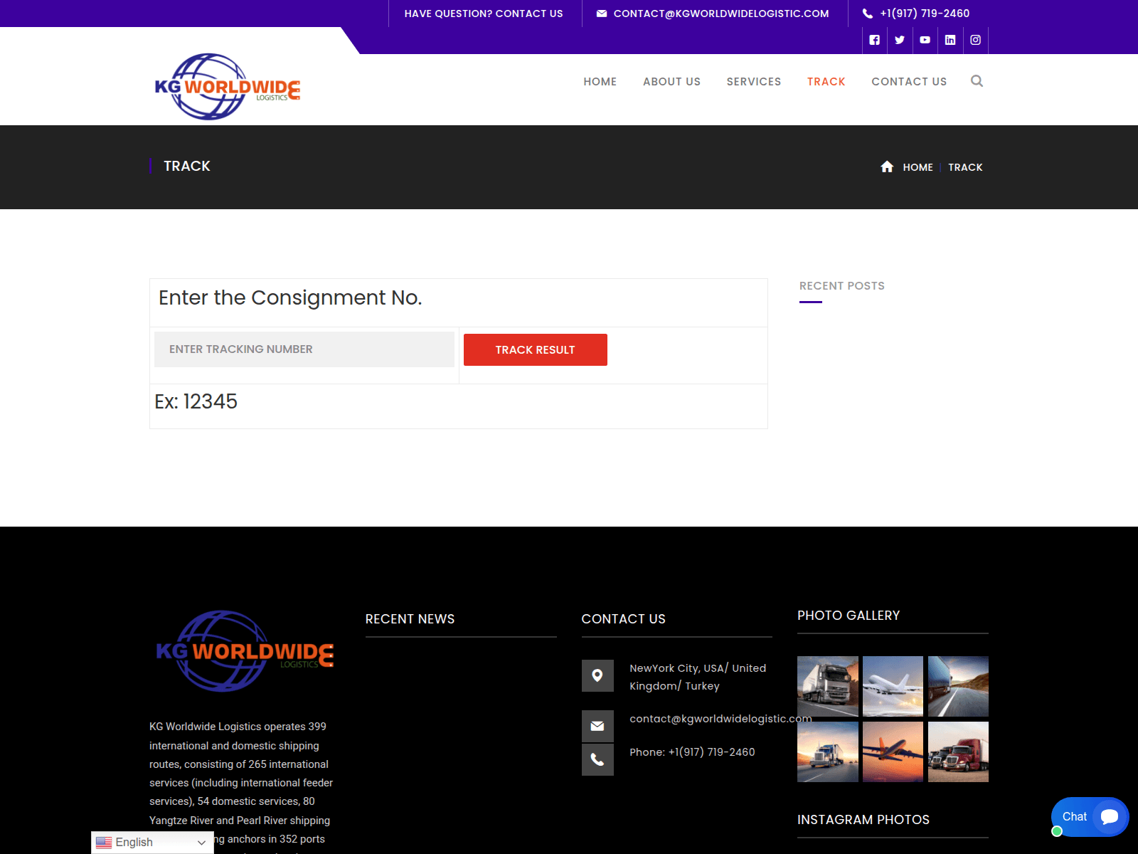 Screenshot of kgworldwidelogistic.com