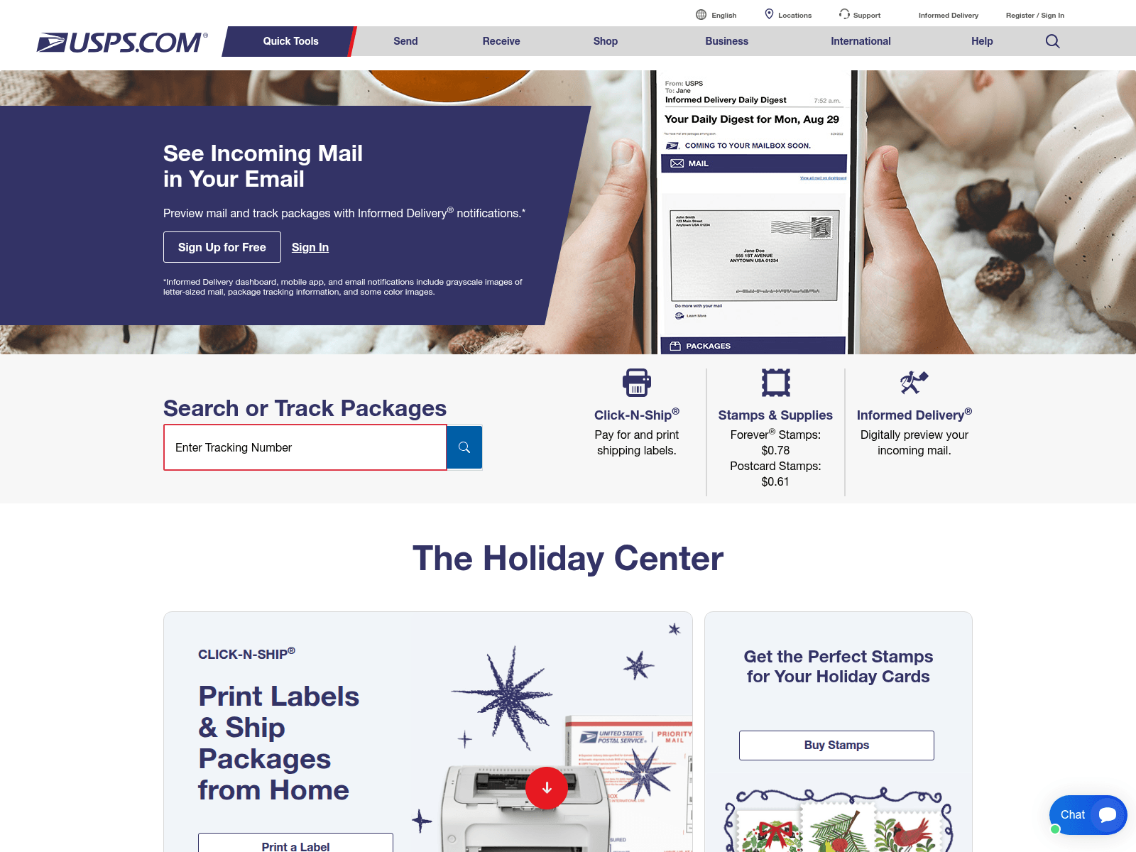 Screenshot of uspsexpress.com
