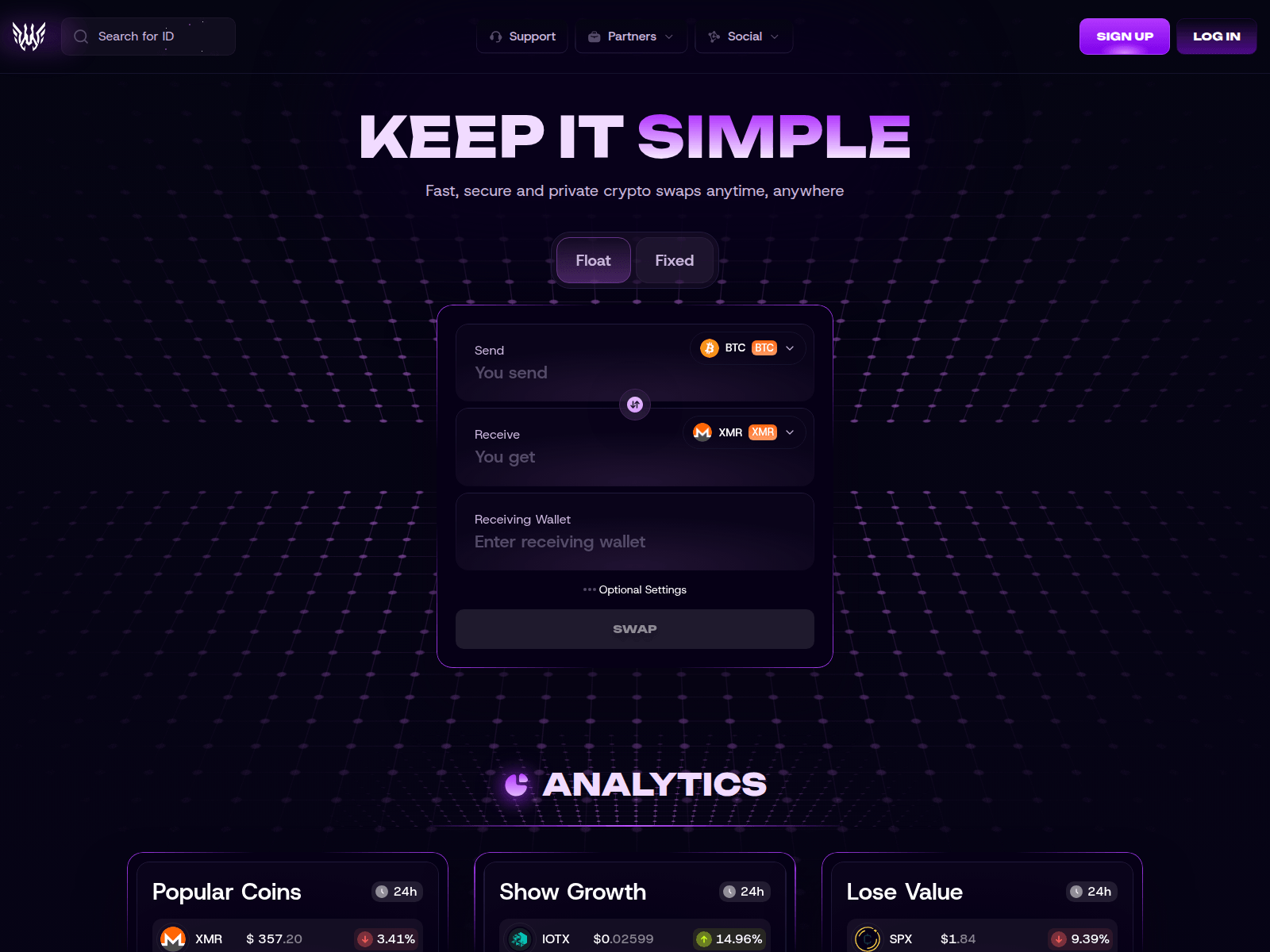 Screenshot of pegasuswap.com