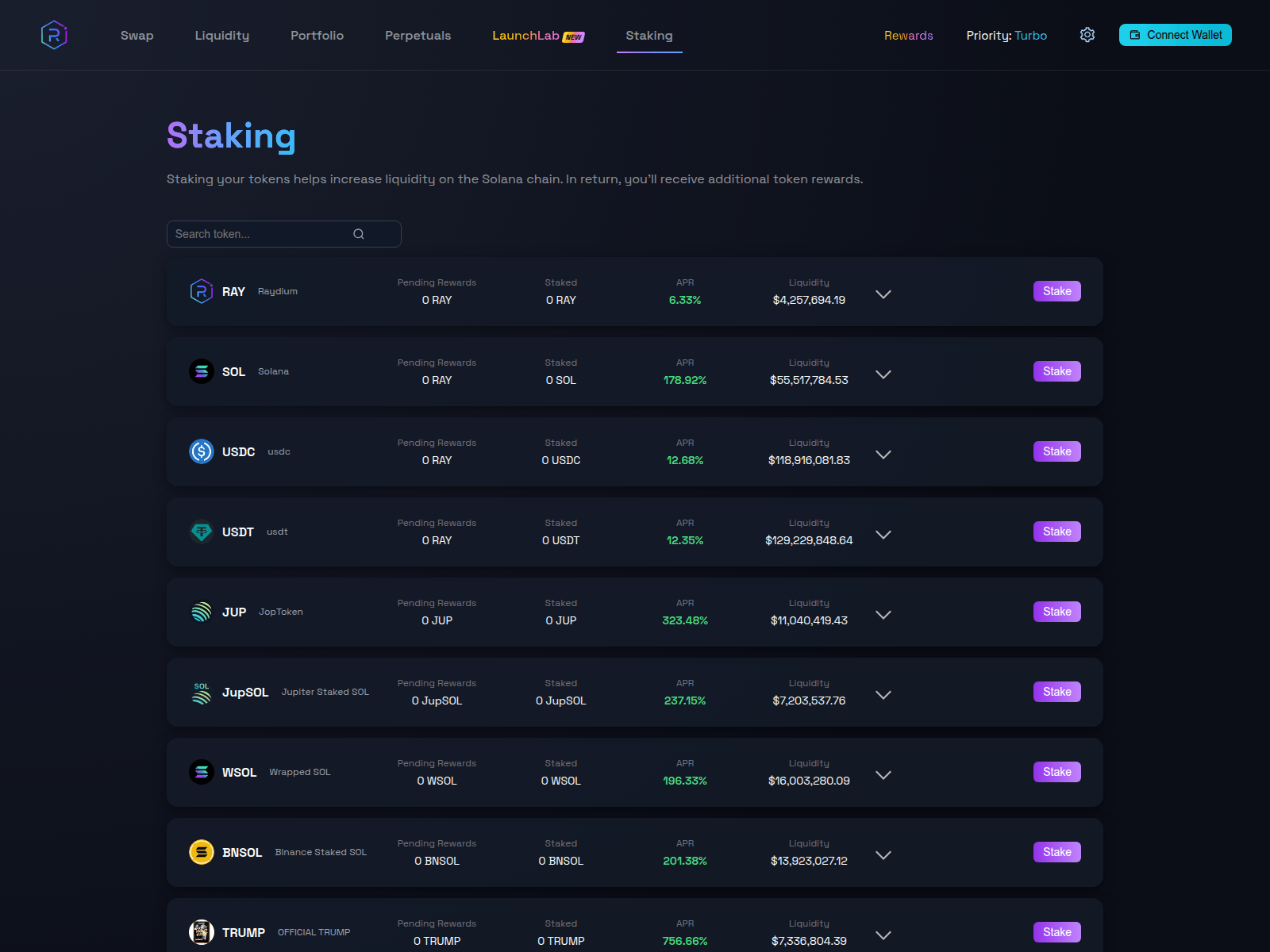Screenshot of stake.raydium.ch