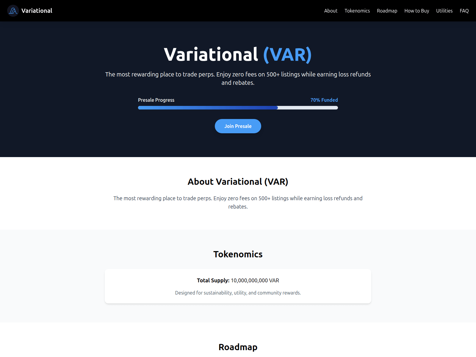 Screenshot of variationalpresale.xyz