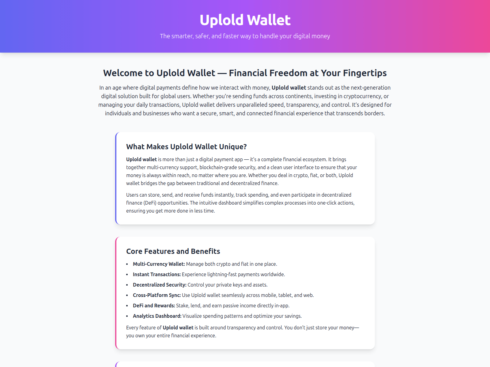 Screenshot of uphold-wallet-faqs.pages.dev