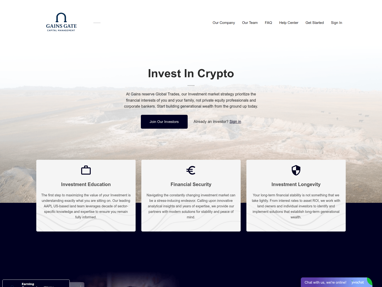 Screenshot of gainsreserve.com