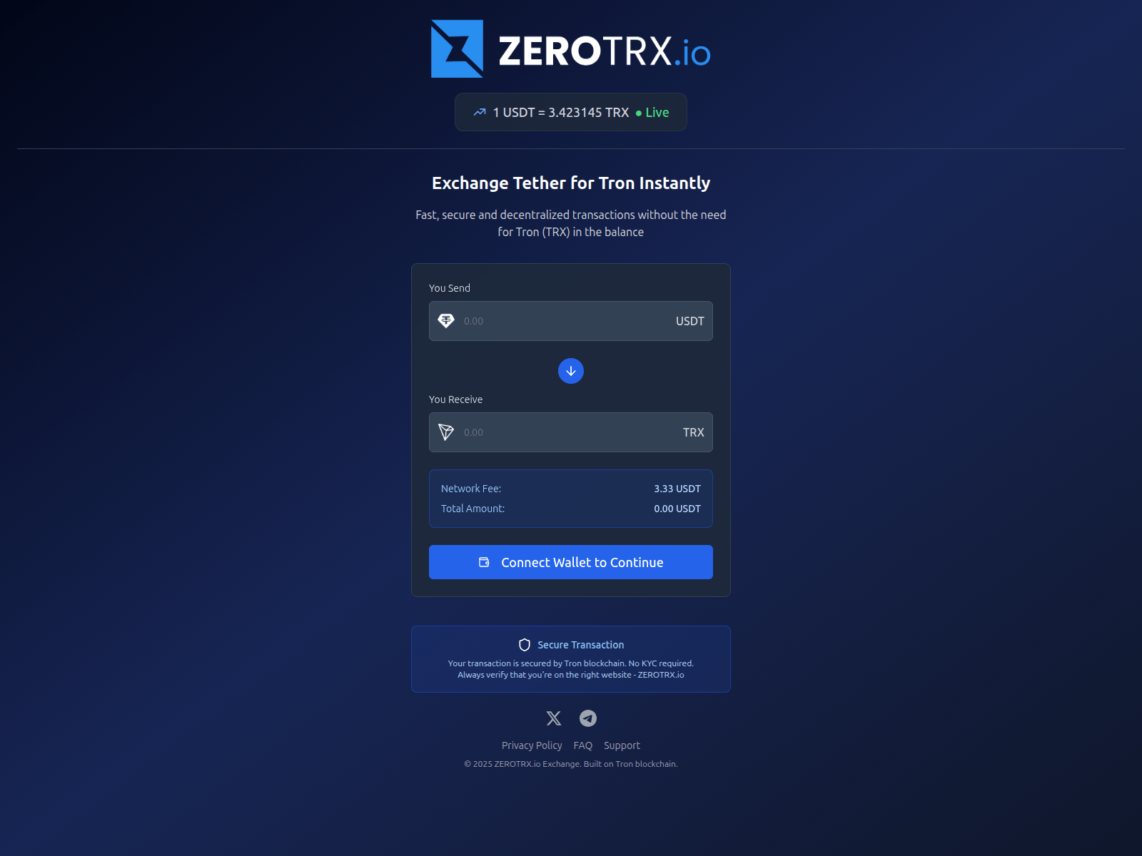Screenshot of zerotrx.io