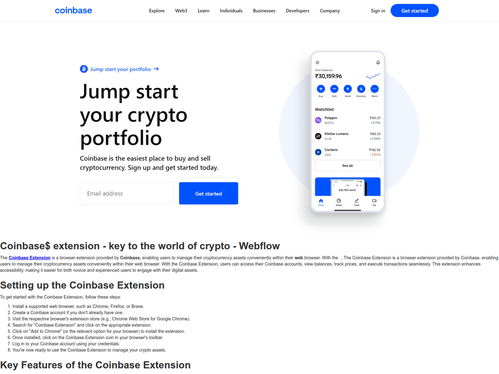 Screenshot of coinxeisstesions.webflow.io