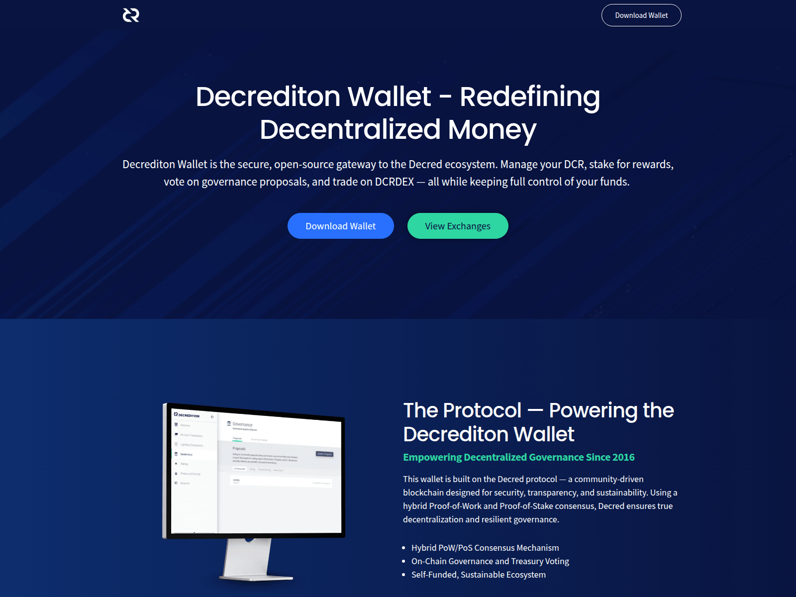 Screenshot of decrediton.org