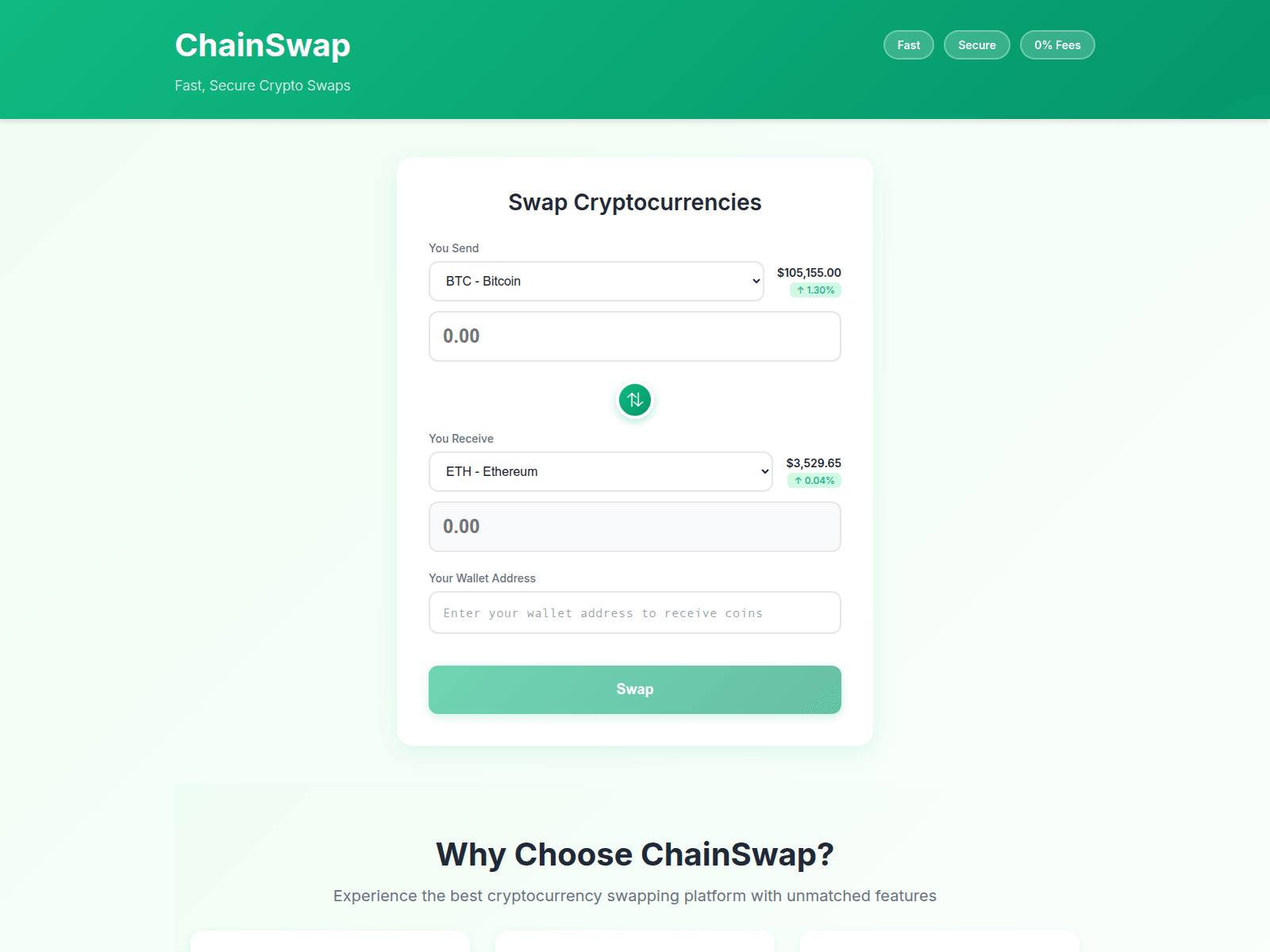 Screenshot of chainswap.store