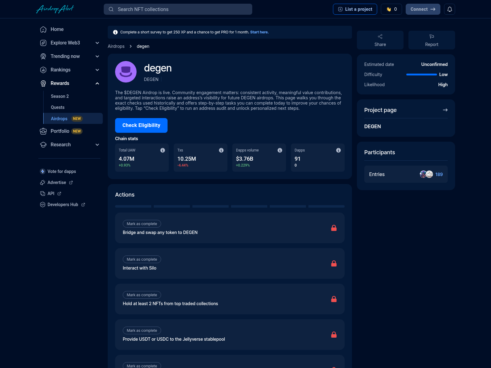 Screenshot of degen.airdrpsalert.lat