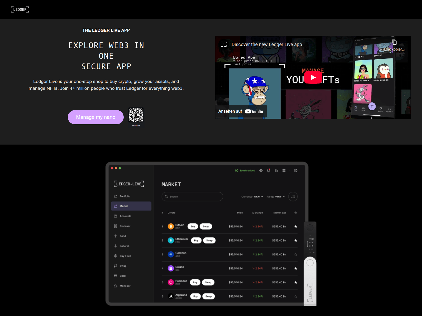 Screenshot of ledger-app.net