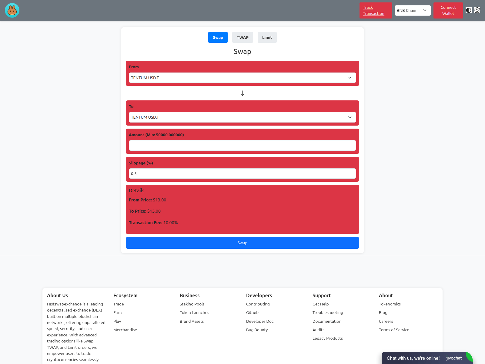 Screenshot of fastswapexchange.com