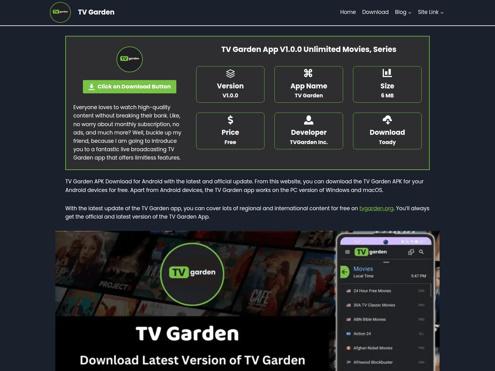 Screenshot of tvgarden.org