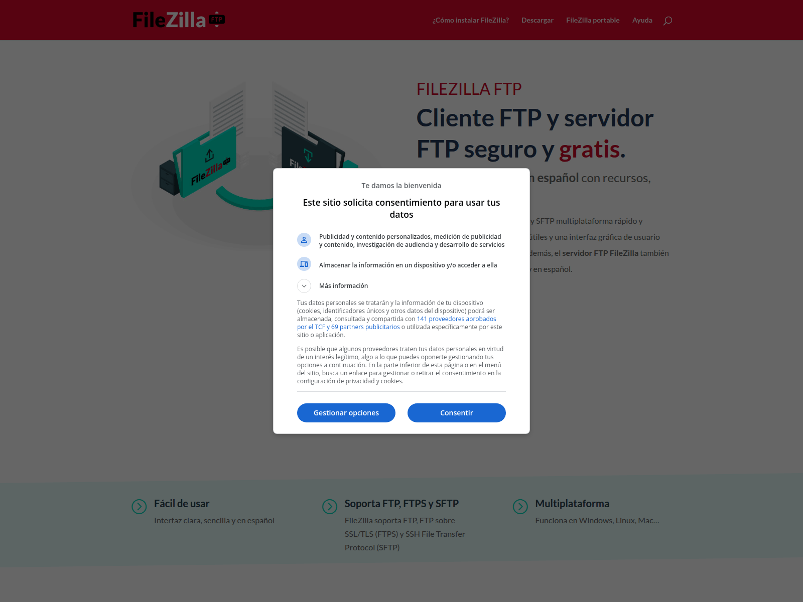 Screenshot of filezilla.com.es