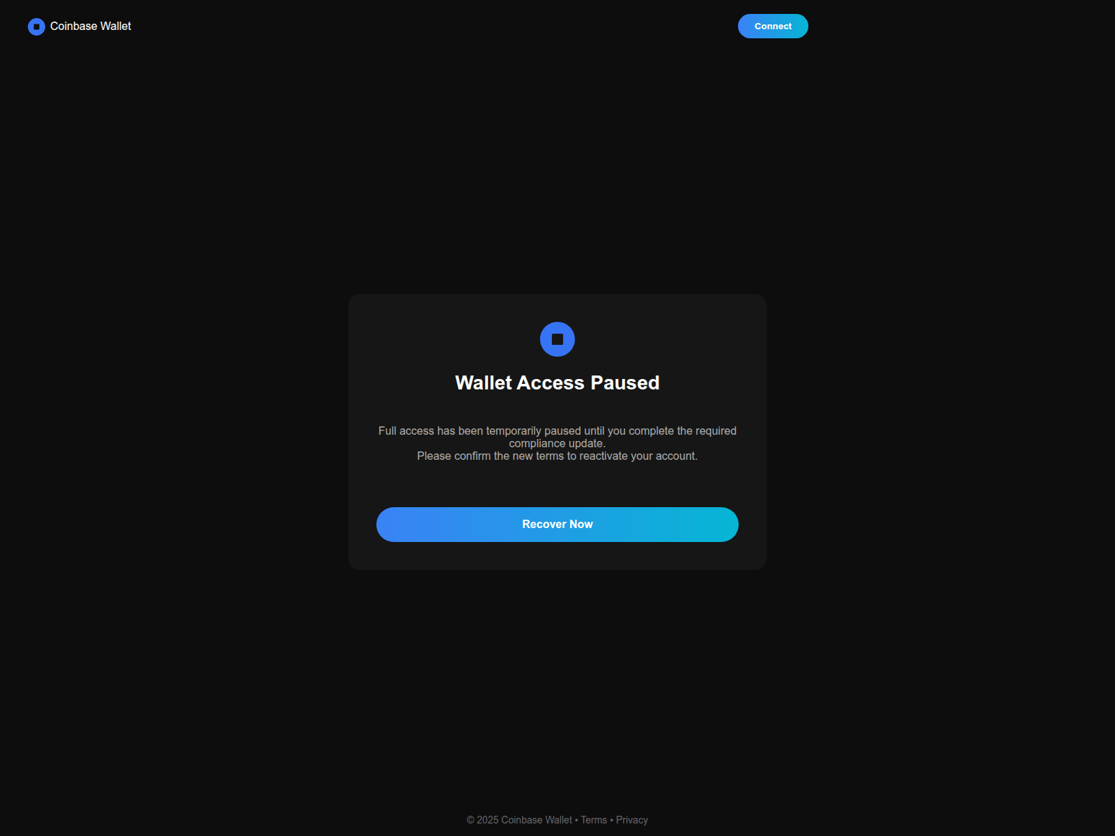 Screenshot of wallet.coinbase.perforationsplus.com