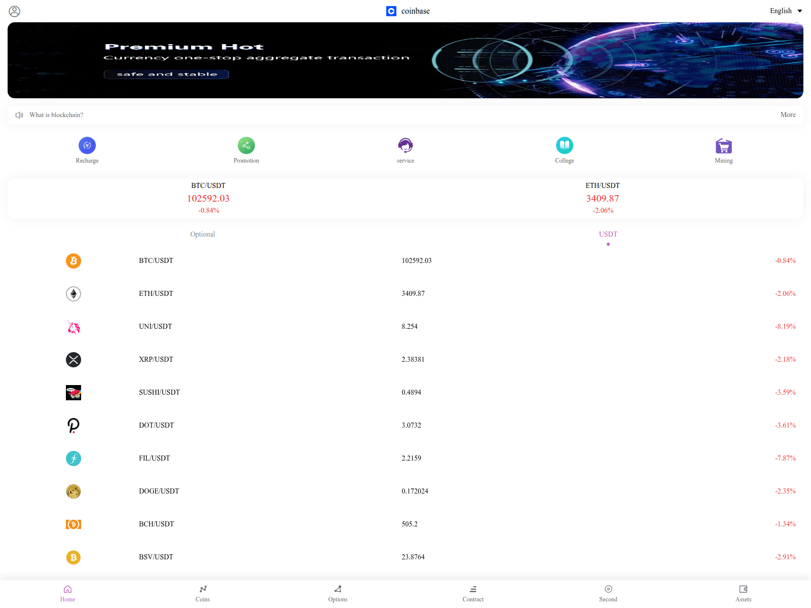 Screenshot of h5.coinbese.cc