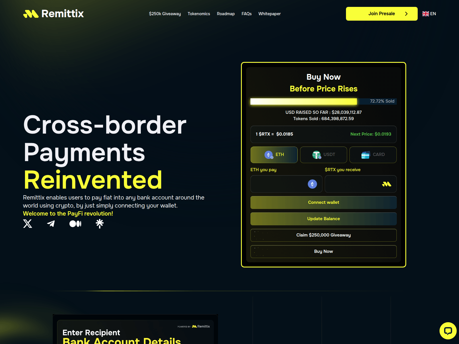Screenshot of remiittix.onrender.com