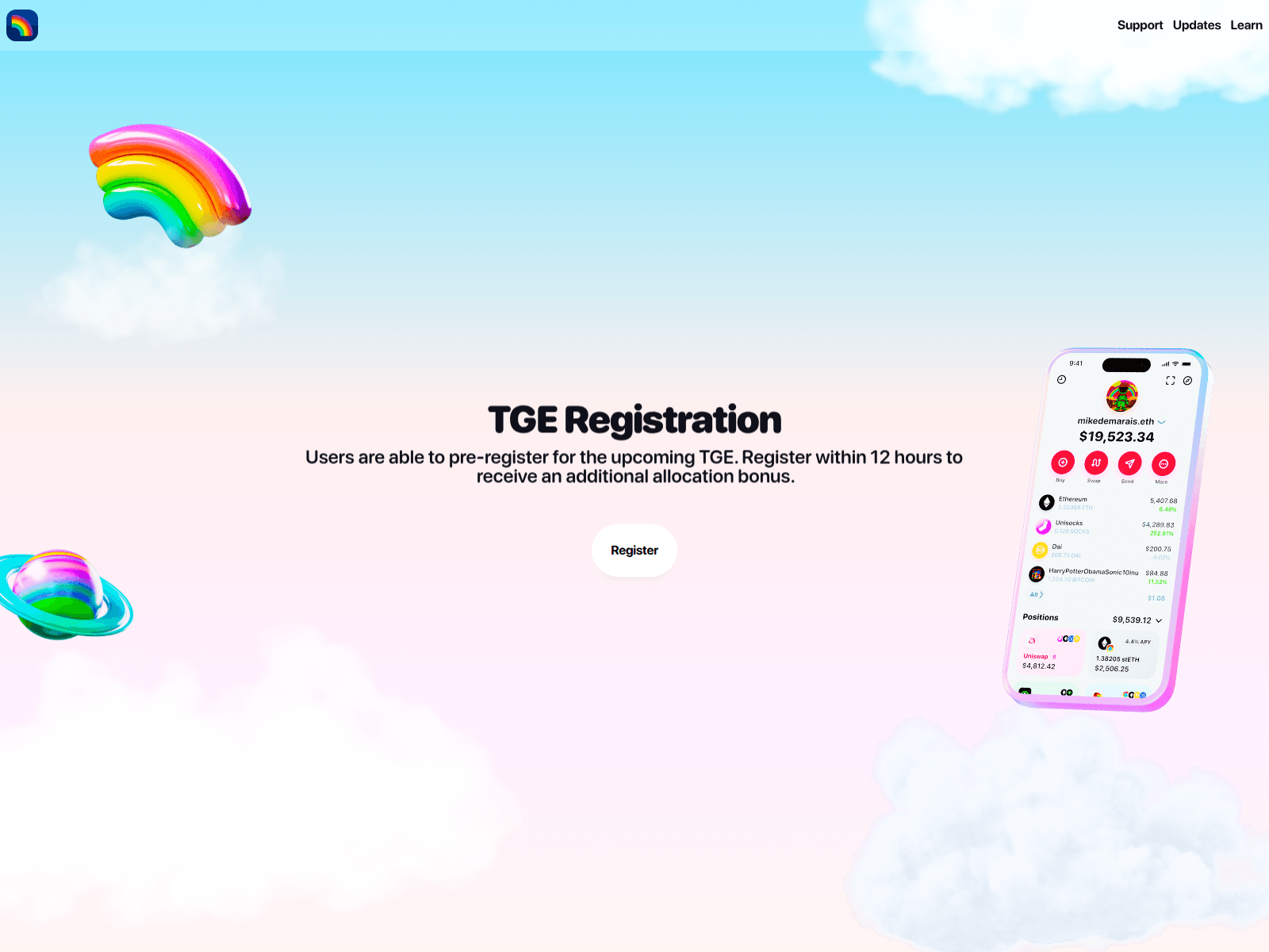 Screenshot of rainbow-tge.pages.dev