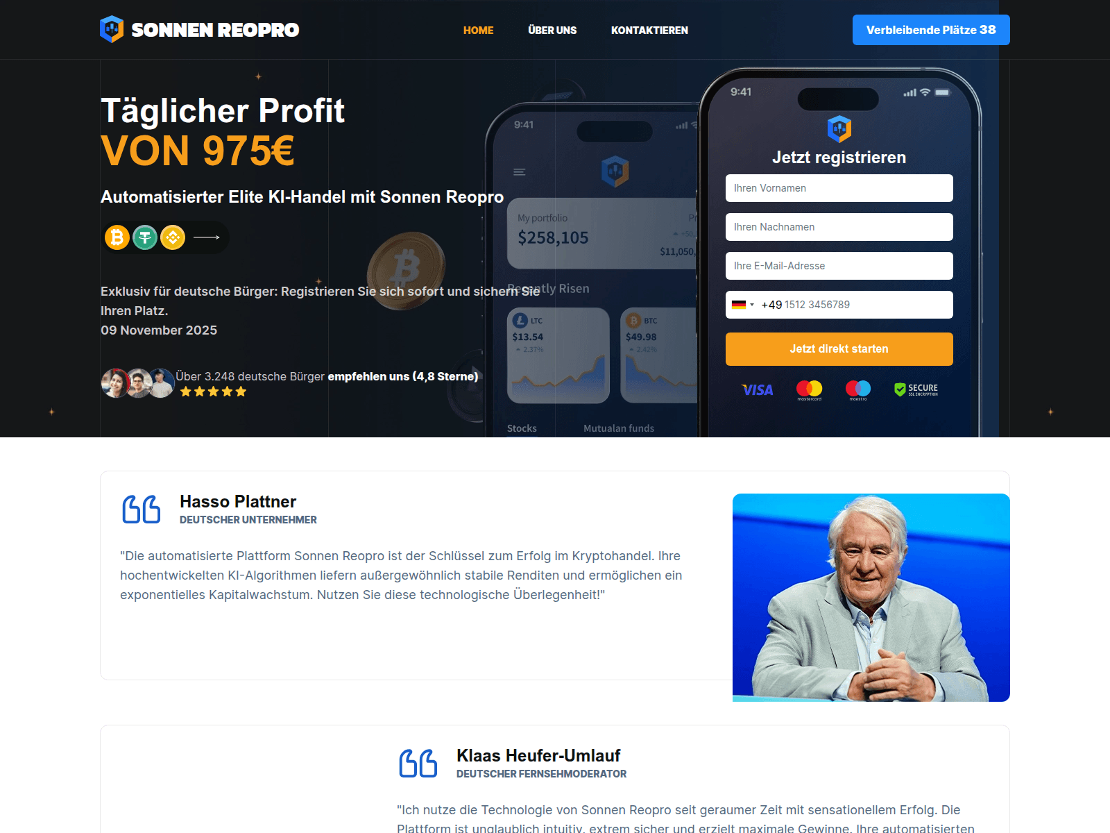 Screenshot of sonnenreopro.com