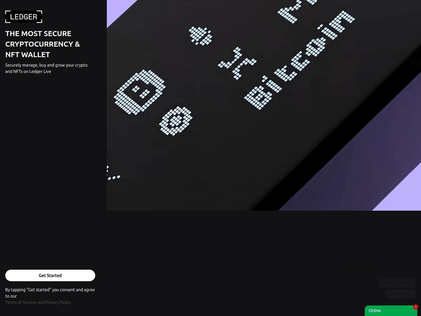 Screenshot of ledgerstartwallet.com