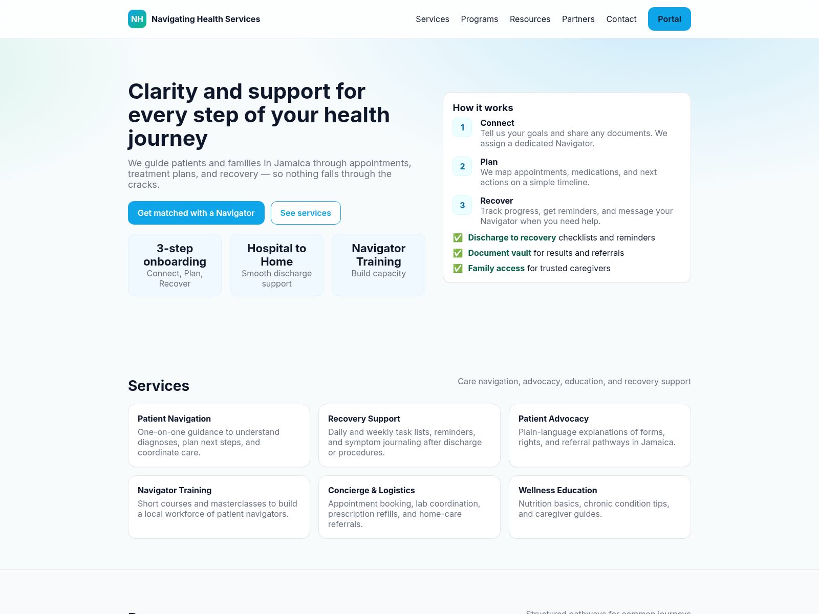 Screenshot of navigating-health-services.pages.dev
