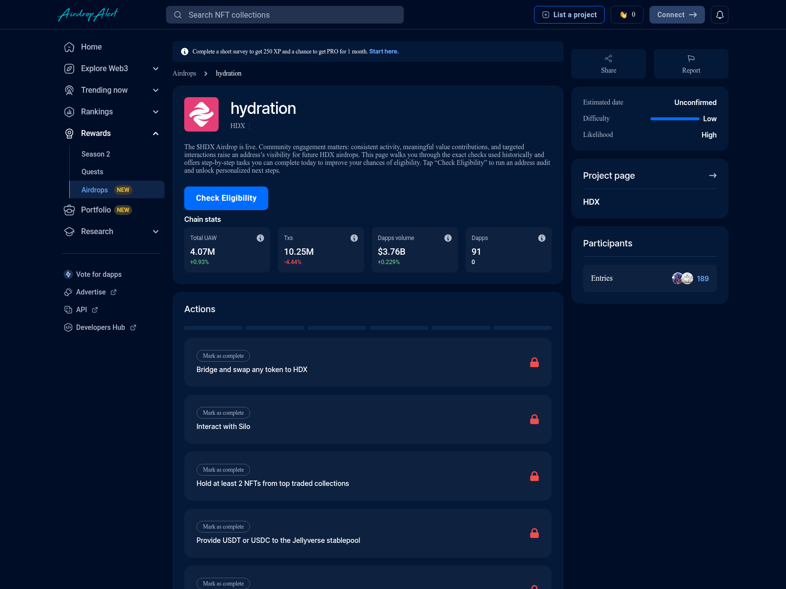 Screenshot of hydration.airdropsalert.xyz