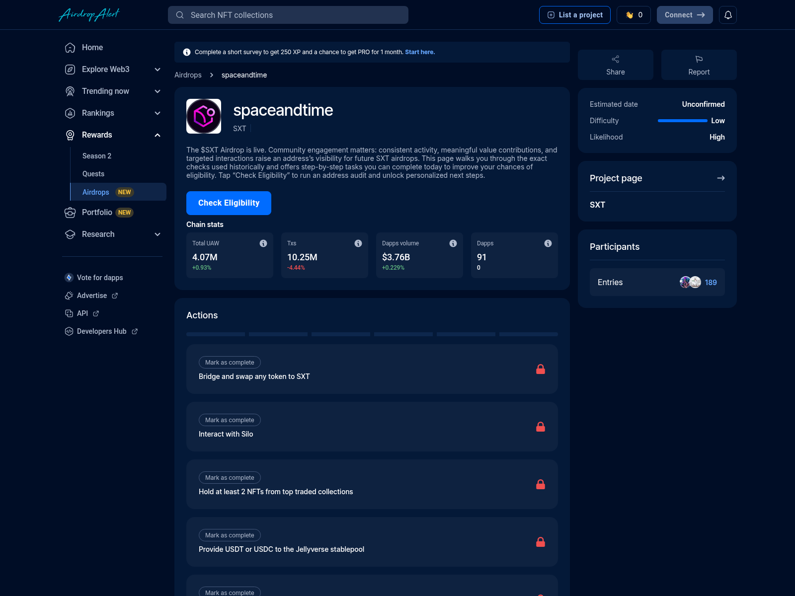 Screenshot of spaceandtime.airdrpsalerts.click