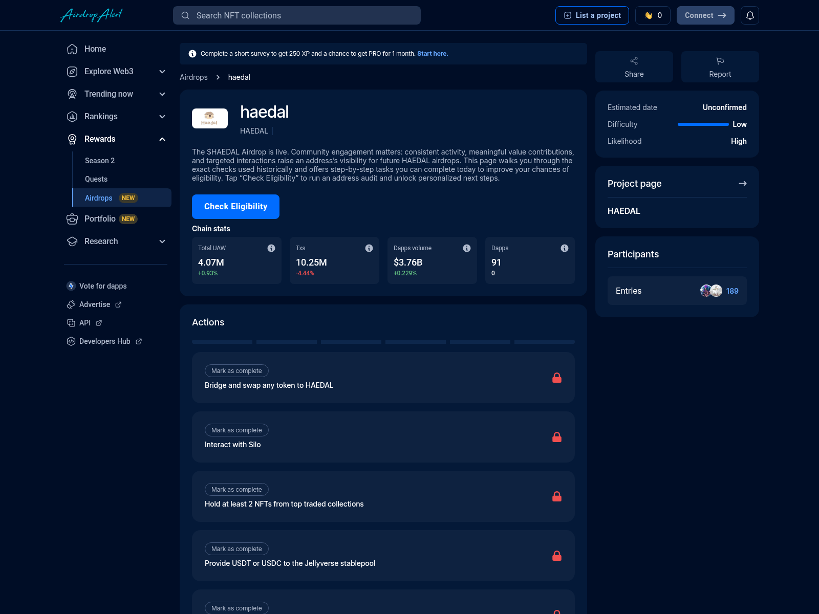 Screenshot of haedal.airdrpsalerts.lat