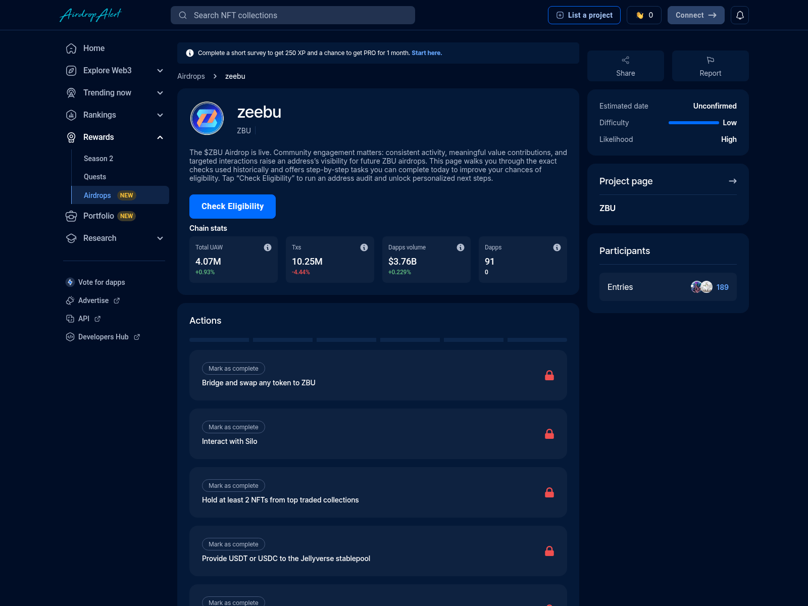 Screenshot of zeebu.airdropsalert.sbs