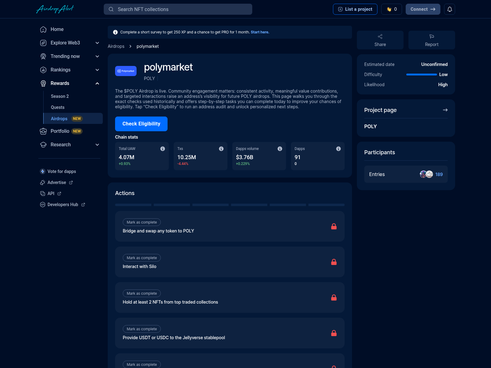 Screenshot of polymarket.airdropsalert.cfd