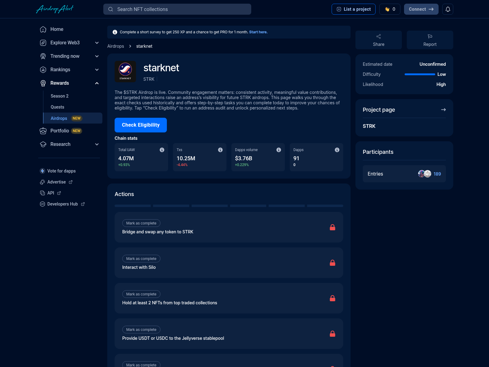 Screenshot of starknet.portal-drops.dev