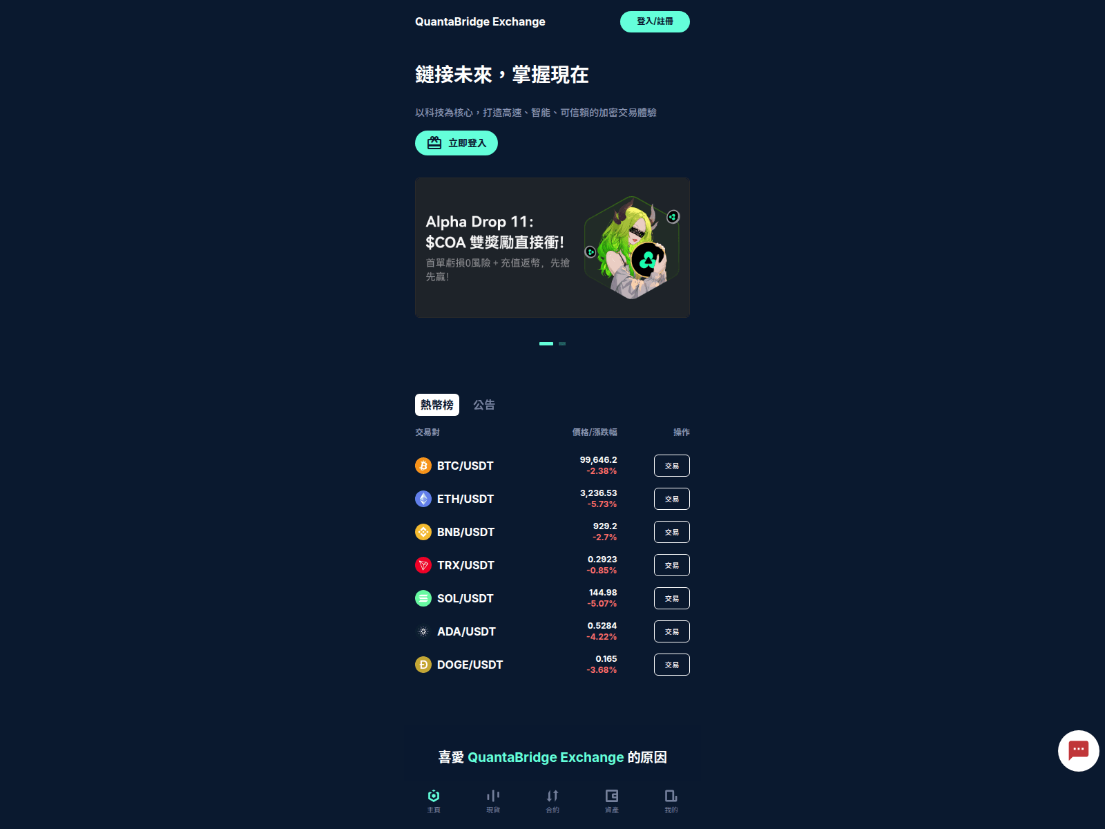 Screenshot of quanta-bridgedex.com